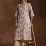 Green Printed Cotton A-Line Kurta