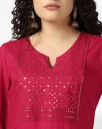 Women Straight Kurta with Embellished Yoke - Image 2