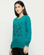 Women Leaf Print Relaxed Fit Round-Neck T-Shirt